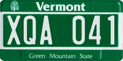 VT license plate XQA041