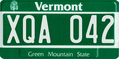 VT license plate XQA042