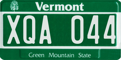 VT license plate XQA044