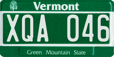 VT license plate XQA046