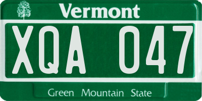 VT license plate XQA047