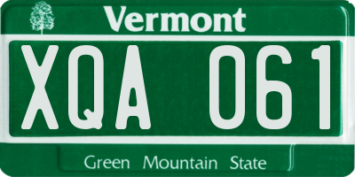 VT license plate XQA061