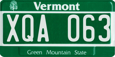 VT license plate XQA063