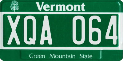 VT license plate XQA064