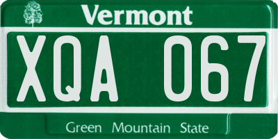 VT license plate XQA067