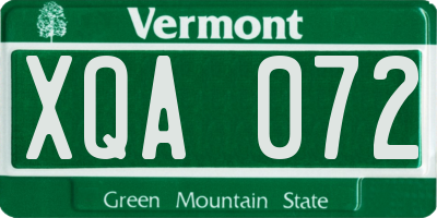 VT license plate XQA072