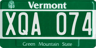 VT license plate XQA074
