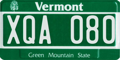 VT license plate XQA080