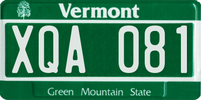 VT license plate XQA081