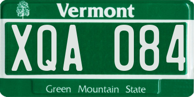 VT license plate XQA084