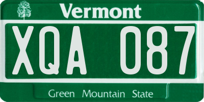 VT license plate XQA087
