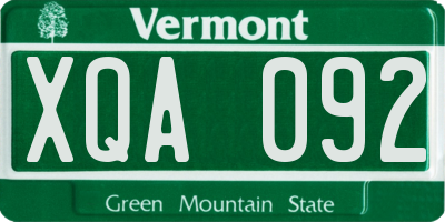 VT license plate XQA092