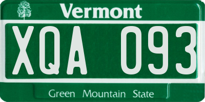 VT license plate XQA093