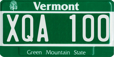 VT license plate XQA100