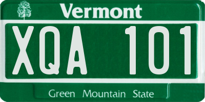 VT license plate XQA101