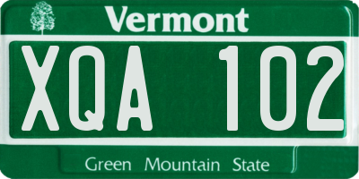 VT license plate XQA102