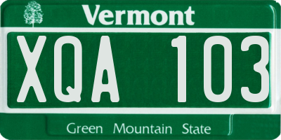 VT license plate XQA103
