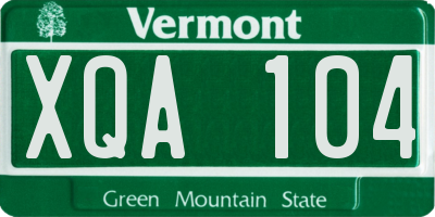 VT license plate XQA104