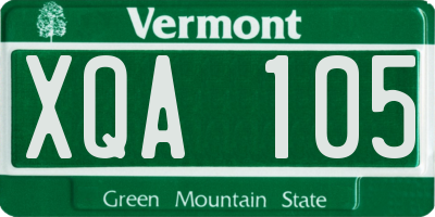 VT license plate XQA105