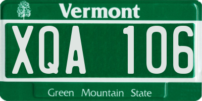 VT license plate XQA106