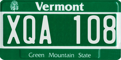 VT license plate XQA108