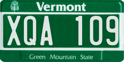 VT license plate XQA109