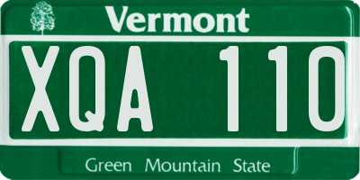 VT license plate XQA110