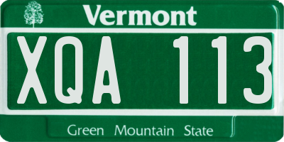 VT license plate XQA113