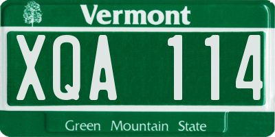 VT license plate XQA114