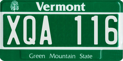 VT license plate XQA116