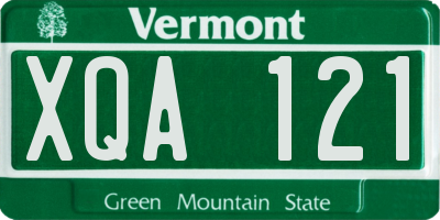 VT license plate XQA121