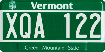 VT license plate XQA122
