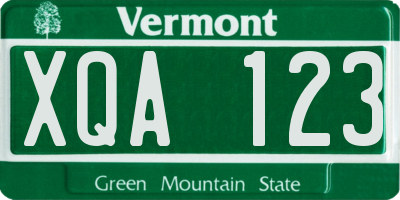 VT license plate XQA123