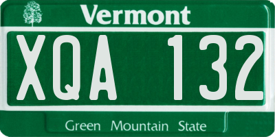 VT license plate XQA132