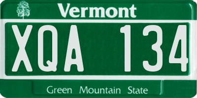 VT license plate XQA134