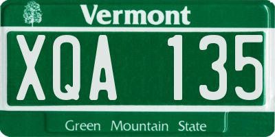 VT license plate XQA135