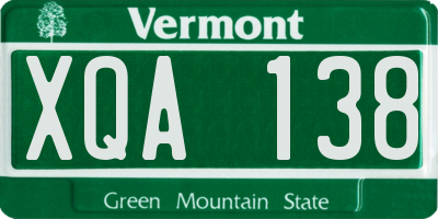 VT license plate XQA138