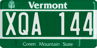 VT license plate XQA144