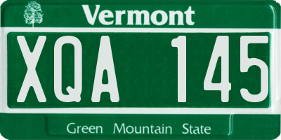 VT license plate XQA145