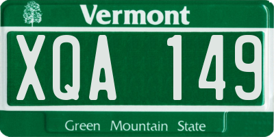 VT license plate XQA149