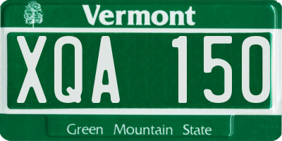 VT license plate XQA150