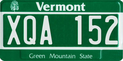 VT license plate XQA152
