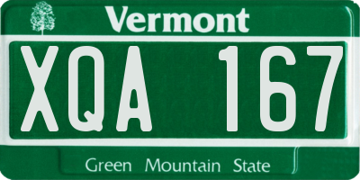VT license plate XQA167