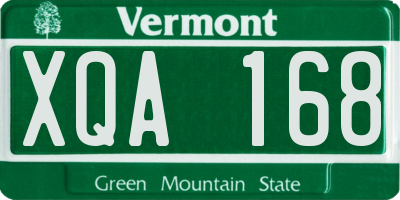 VT license plate XQA168