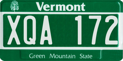 VT license plate XQA172