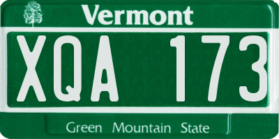 VT license plate XQA173