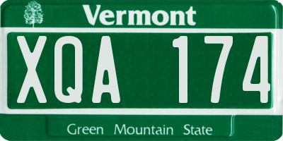 VT license plate XQA174