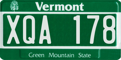 VT license plate XQA178