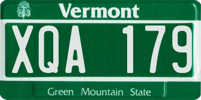 VT license plate XQA179