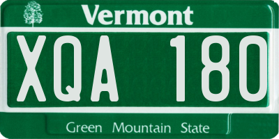 VT license plate XQA180